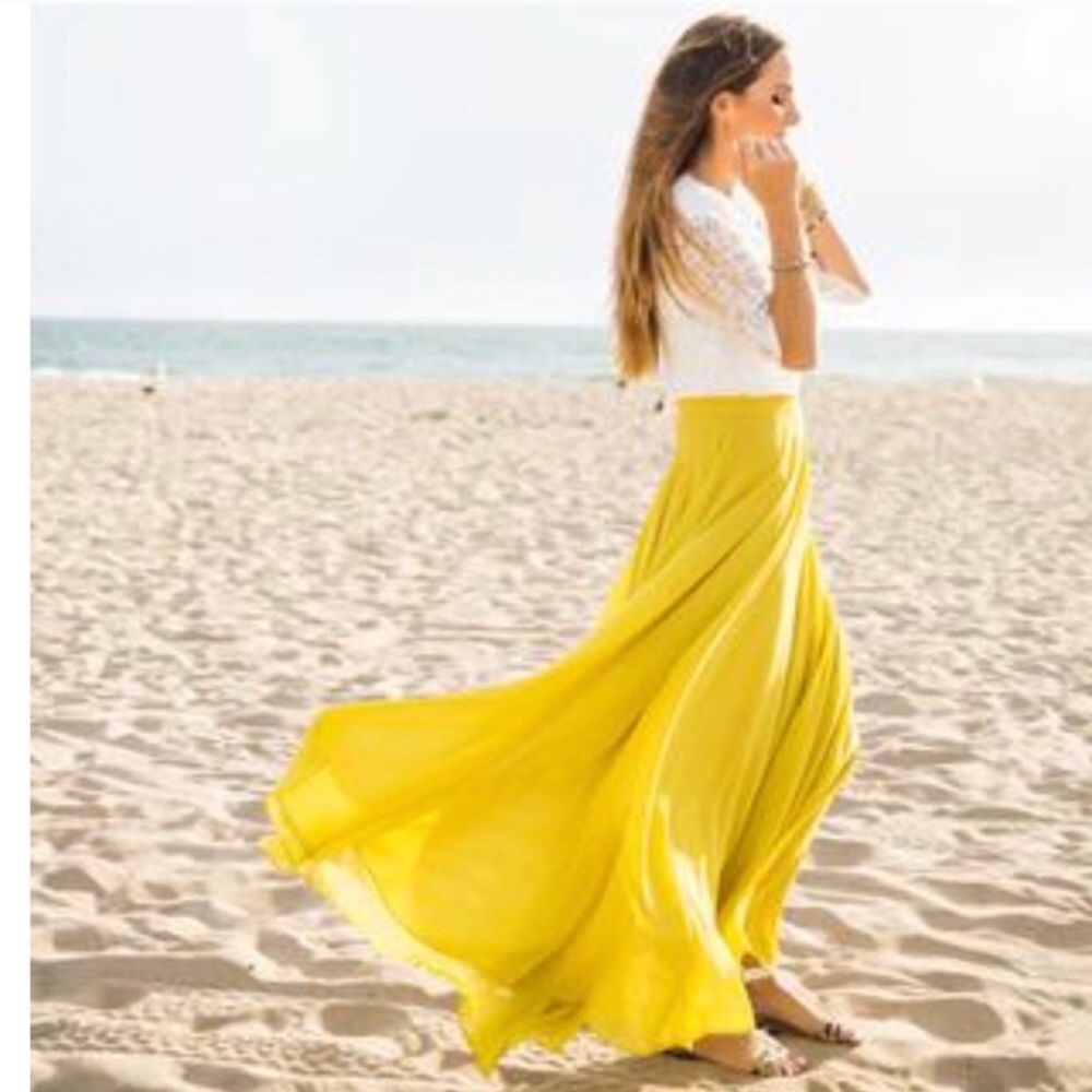 Yellow maxi skirt.